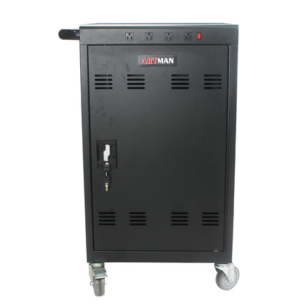 Mobile Charging Cart for Tablets Laptops 35-Device Capacity Matt Black Metal