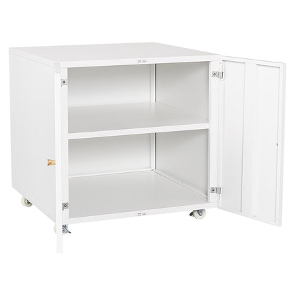 White Metal Printer Stand with Storage and Adjustable Shelf for Home Office