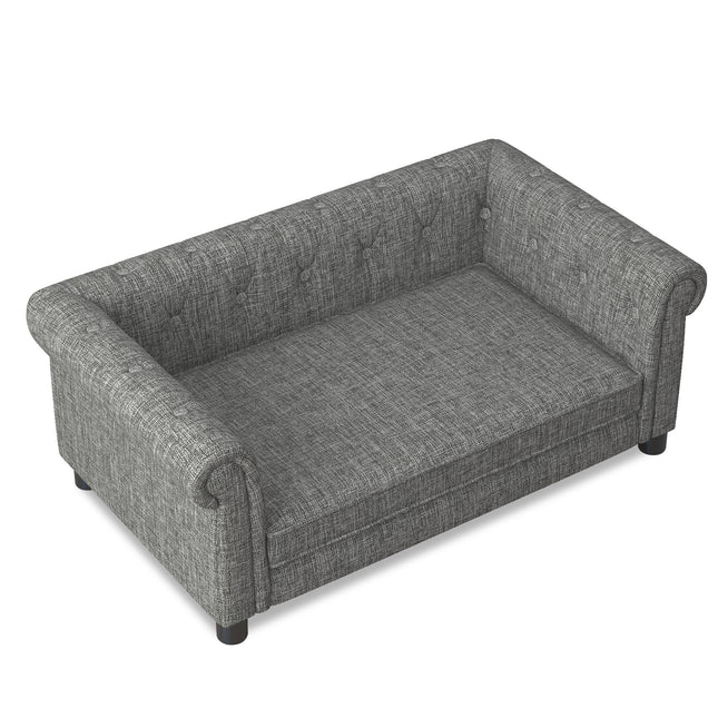 Modern Linen Fabric Light Grey Elevated Pet Bed for Small and Medium Dogs
