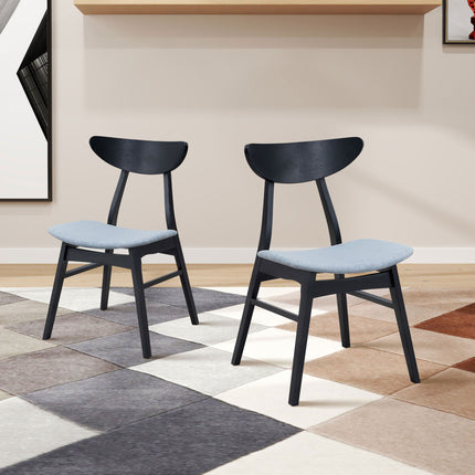 Wooden Dining Chairs Set of 2, Modern Soft Upholstered Kitchen Side Chairs,Wooden Frame Kitchen Chairs for Dining Room,Living Room,Restaurant,Black