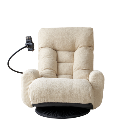 Adjustable Beige Swivel Lounge Chair with 360-Degree Rotating Seat and Headrest Support, Leisure Chair Deck Chair - Game Chair for Living Room